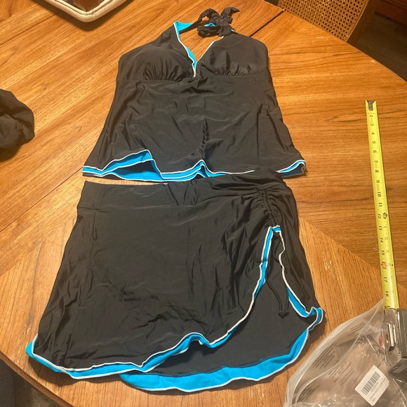 REKITA Bikini Swimsuit Halter Tankini Top and Skort Bottom Set Large - Picture 4 of 12